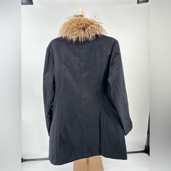 Company Ellen Tracy black raccoon  fur trim jacket size Large - Picture 9 of 11